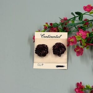 Continental Brand New on Card Red Beaded Clip-On Earrings
